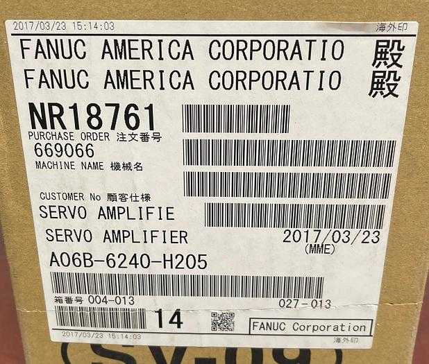 2017 FANUC A06B-6240-H205 Servo Amplifier 20A 3-Phase Flange-Mount AC 283-339V - SERVO DRIVES