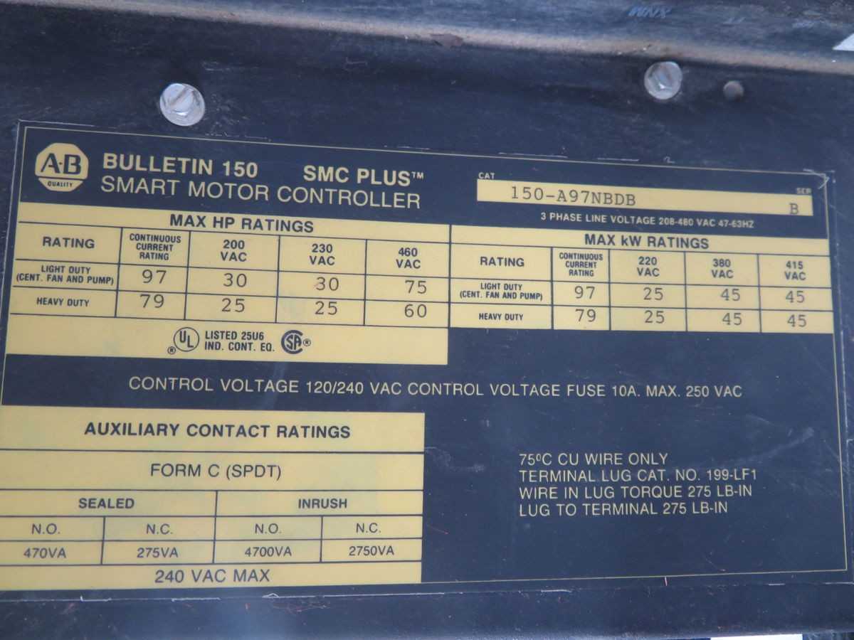 AB 150-A97NBDB SMC PLUS, 97A CONTINUOUS, 380-480VAC VLTG, 50/60HZ FREQ, 75HP/55KW LOAD - MOTOR STARTERS