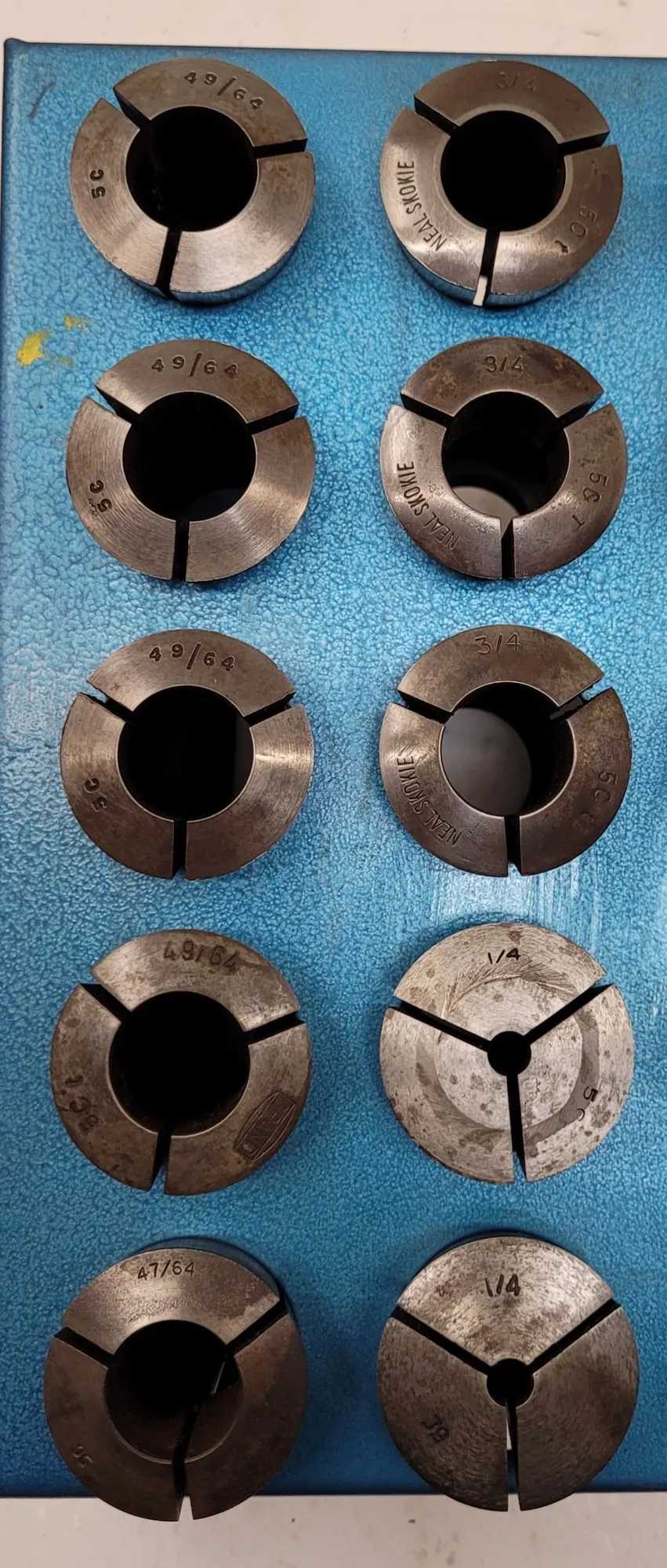 MIXED BRAND 5C COLLET SET (30 PCS) W/ BASE - VARIOUS SIZES FROM 3/8" TO 4-49/64" - MACHINING TOOLING & PARTS