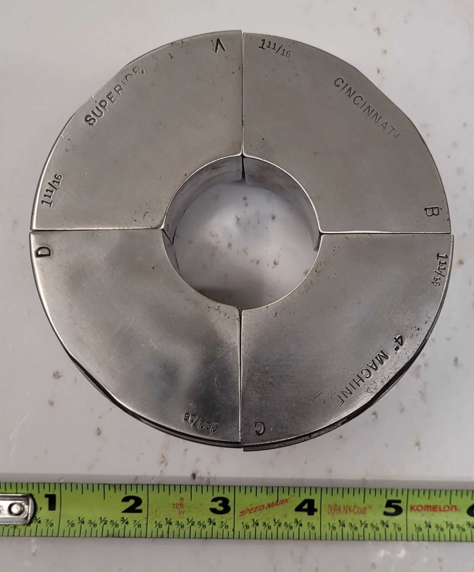 SUPERIOR CINCINNATI COLLET PAD, 1 11/16" S-STYLE EMERGENCY, 2” HEIGHT, NON-SERRATED INTERIOR - MACHINE TOOLING