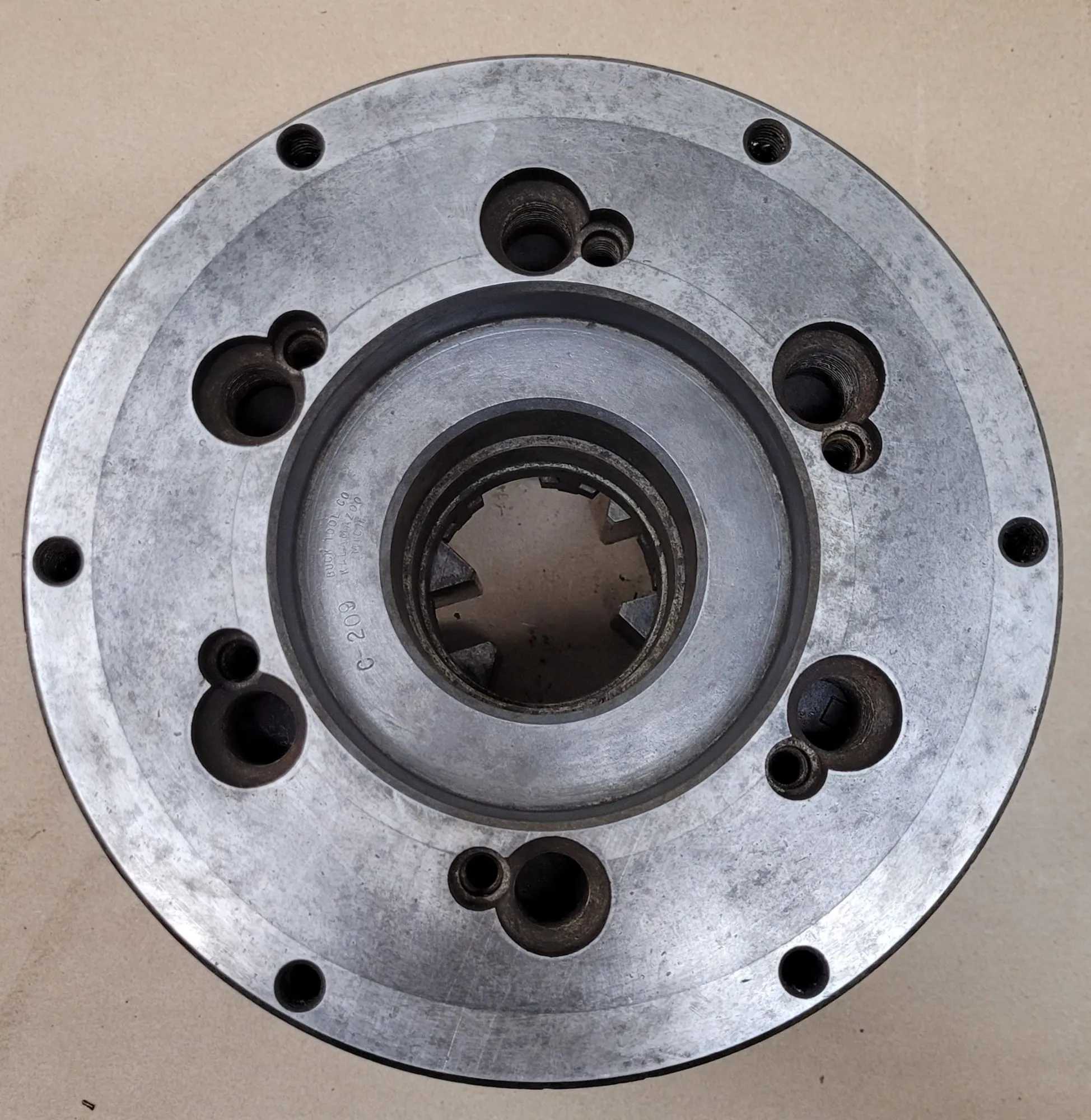 BUCK 4862 ADJUST-TRU – 6 JAW CHUCK – 8” OVERALL DIAMETER – D1-6 BACK MOUNT - MACHINE TOOLING