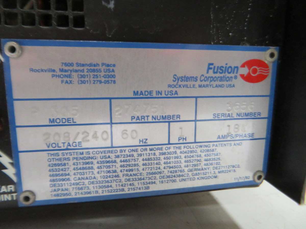 FUSION SYSTEMS CORPORATION P 305 POWER SUPPLY UV CURING M7140 - POWER SUPPLIES