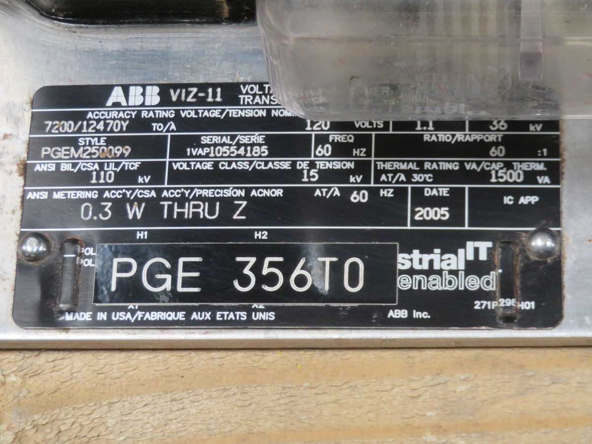 ABB VIZ-11 INDOOR POTENTIAL TRANSFORMER (PT) T269548 - POWER TRANSFORMERS