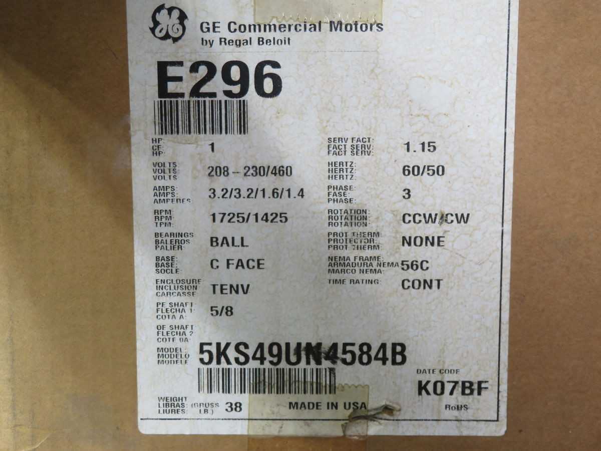 GE 5KS49UN4584B E296 Motor T265588 - High Efficiency Electric Motor - AC MOTOR