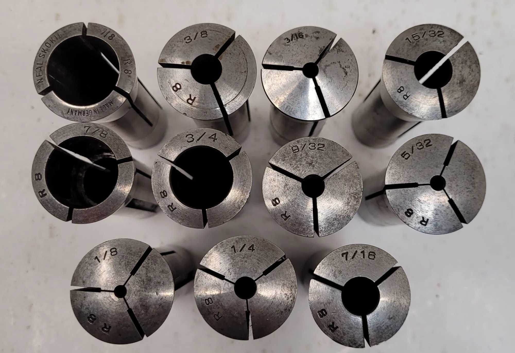 NEAL SKOKIE SET OF 11 R8 COLLETS - MACHINING TOOLING & PARTS
