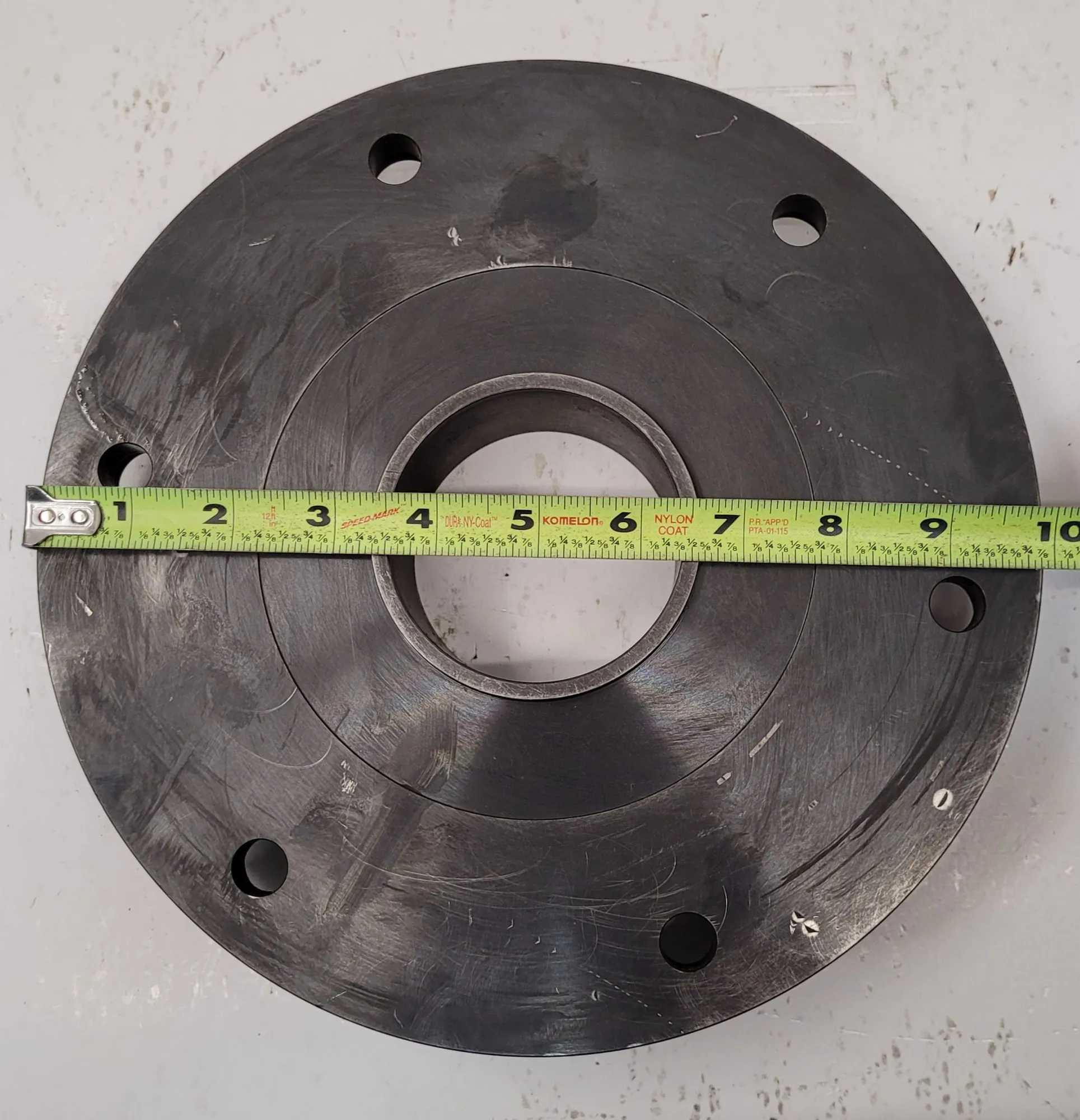 BUCK 10" CHUCK BACK PLATE - OVERALL DIAMETER: 10", THROUGH HOLE: 2-7/8", HUB OD: 6-3/8" - MACHINE TOOLING