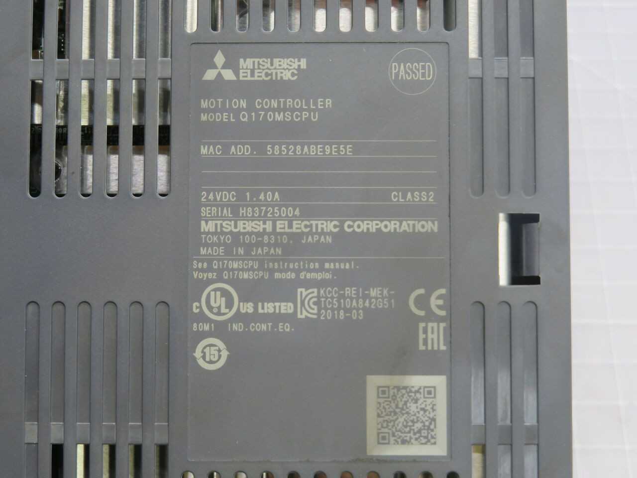 MITSUBISHI Q170MSCPU MOTION CONTROLLER, 4 AXIS, 24VDC PWR, 0-1MS RESP, RS-232C/USB COMMS - PLC MODULES