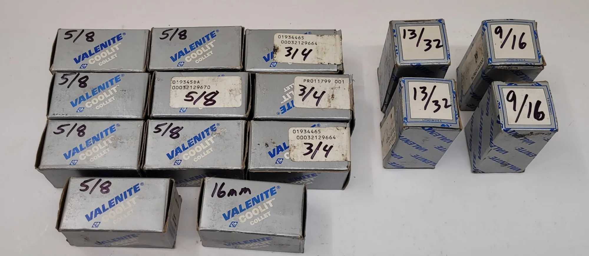 VALENITE VCFC COOLIT COLLET SET (15 PIECES) – VARIOUS INCH AND METRIC SIZES - MACHINING TOOLING & PARTS