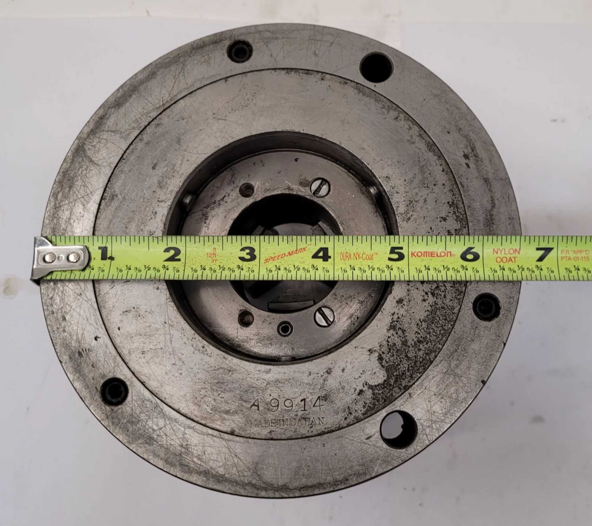 YAMAKAWA 6-1/2" 3 JAW LATHE CHUCK, 2" CENTER HOLE, FLAT BACK, MADE IN JAPAN - MACHINING TOOLING & PARTS
