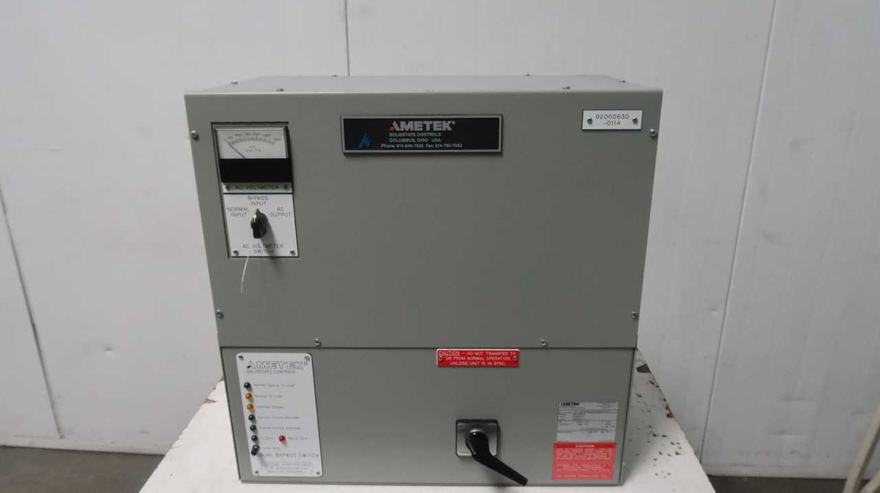 AMETEK 3RS150MB-20 REMOTE MANUAL BYPASS SWITCH, 15 KVA, 3-POS, MBB, NEMA-1, IP-20, WALL MT - SWITCHES
