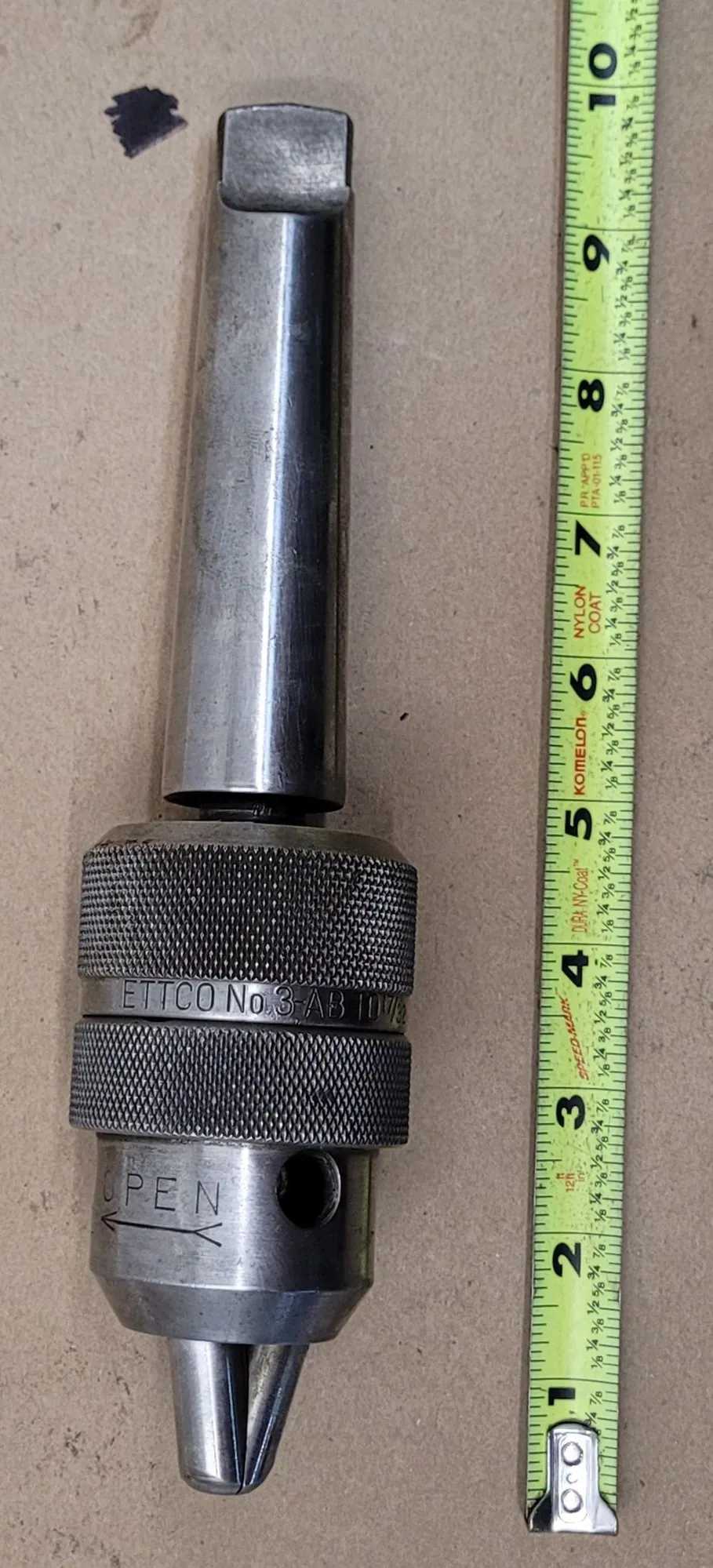 ETTCO NO 3-AB KEYLESS DRILL CHUCK, 17/32" CAPACITY, #4 MT SHANK - MACHINE TOOLING