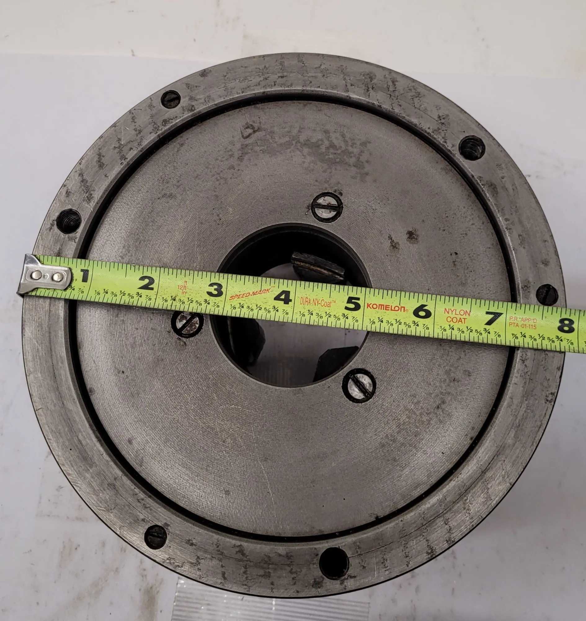 BUCK LATHE CHUCK, 8" OVERALL DIAMETER, 3 JAW, 2-1/4" CENTER HOLE - MACHINING TOOLING & PARTS