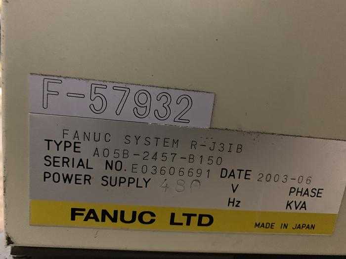 2003 FANUC S-500IB ROBOT: 15KG PAYLOAD, 2757MM REACH, RJ3IB CONTROLLER - ARTICULATED ROBOTS