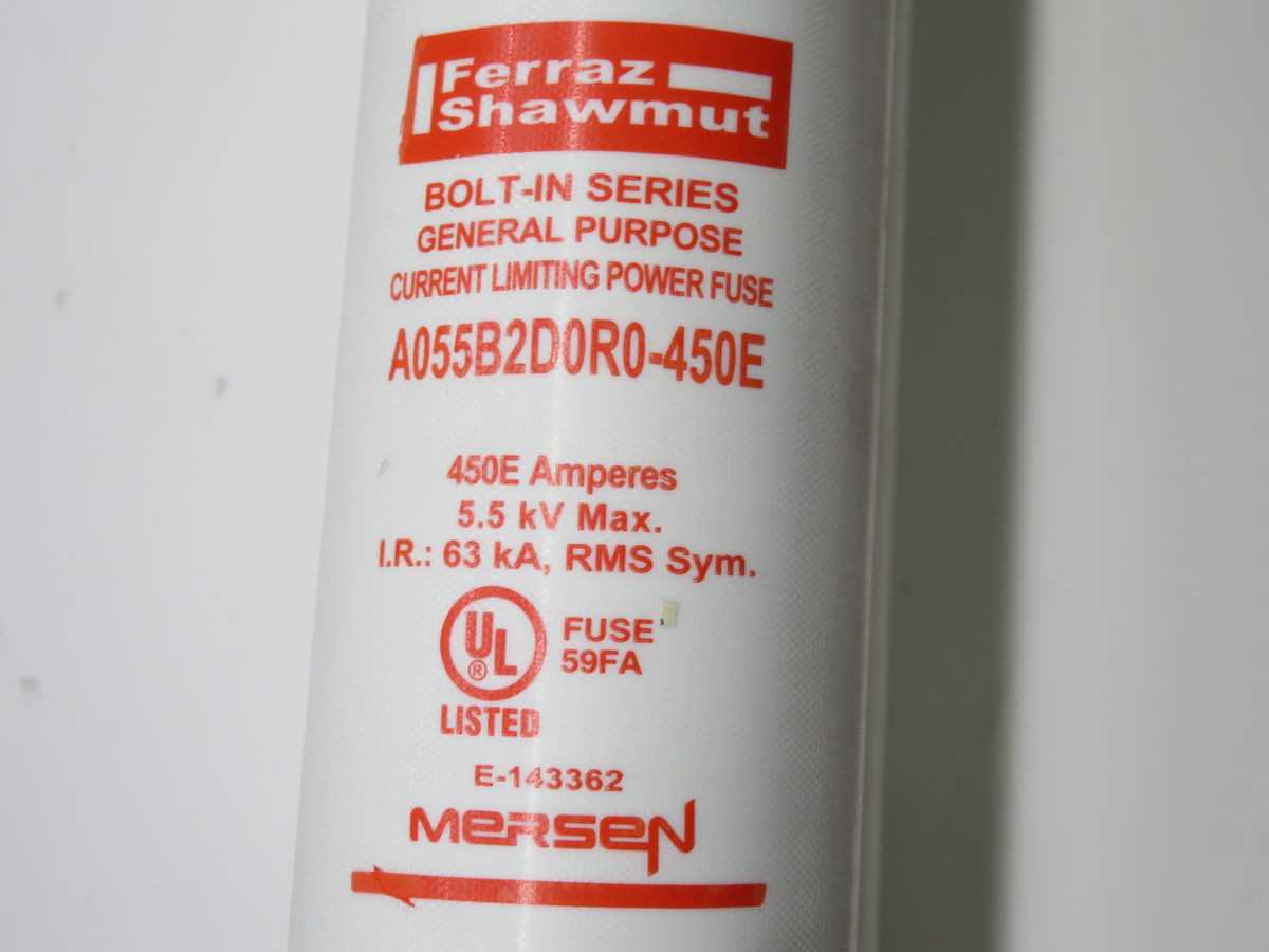 FERRAZ SHAWMUT A055B2D0R0-450E FUSE, 5.5 KV VOLTAGE, 450E A CURRENT, 65 KA RMS IR - FUSES