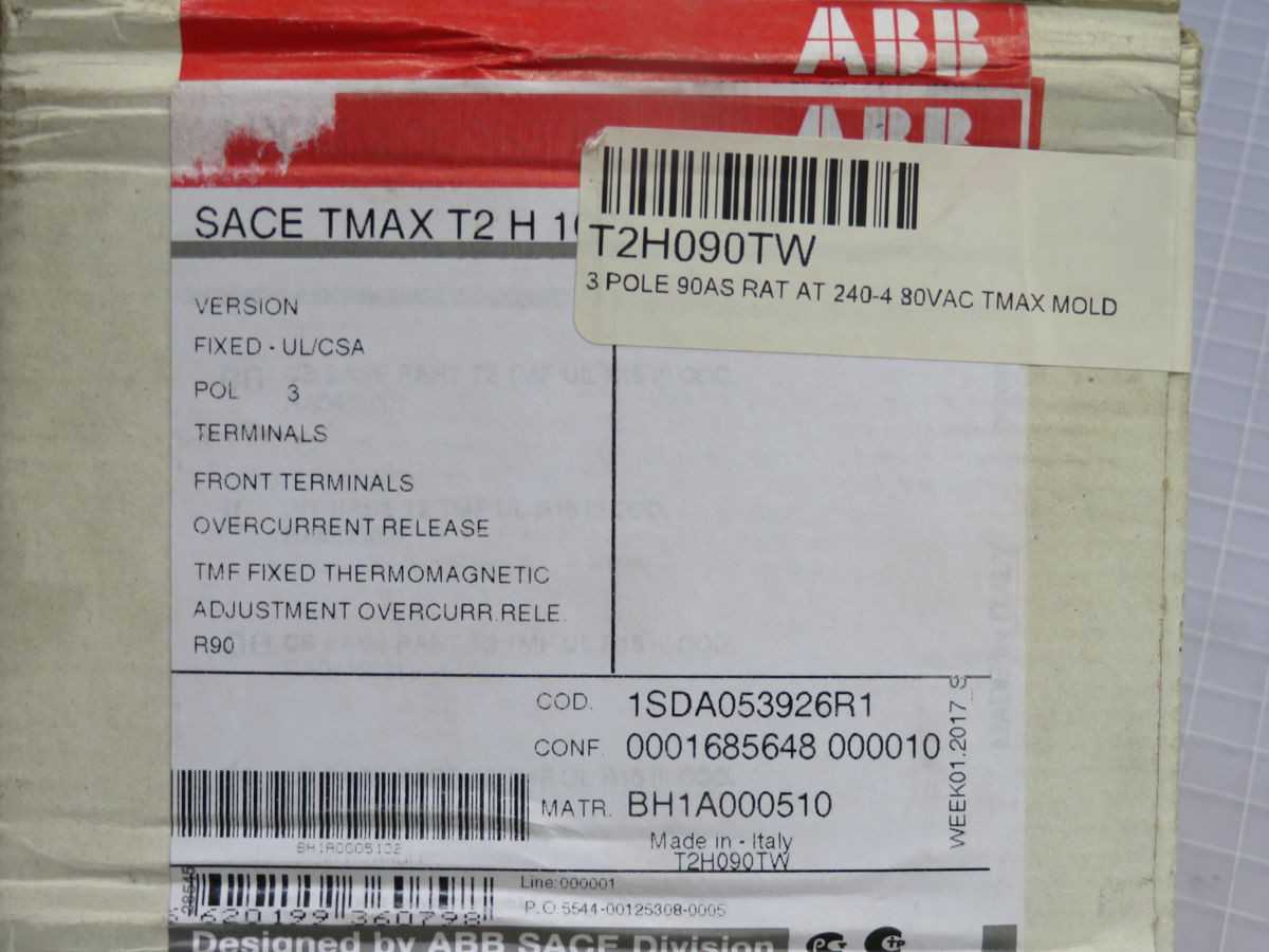 ABB T2H090TW SACE TMAX T2 H 100 Molded Case Circuit Breaker 1SDA053926R1 - CIRCUIT BREAKERS