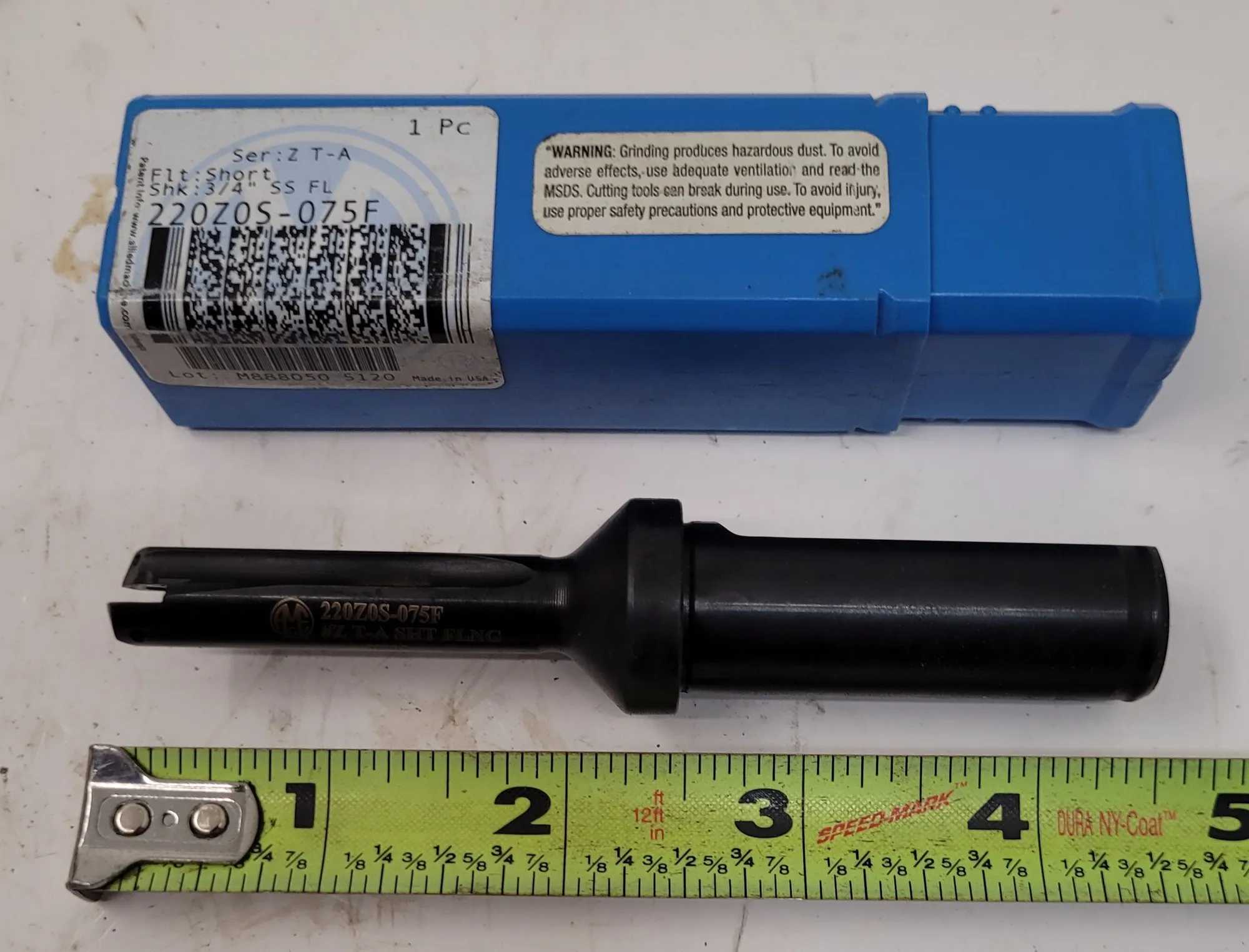 ALLIED MACHINE 220Z0S-075F T-A - SERIES Z FLANGED SHANK STRAIGHT FLUTE HOLDER - SHORT DRILL - MACHINE TOOLING