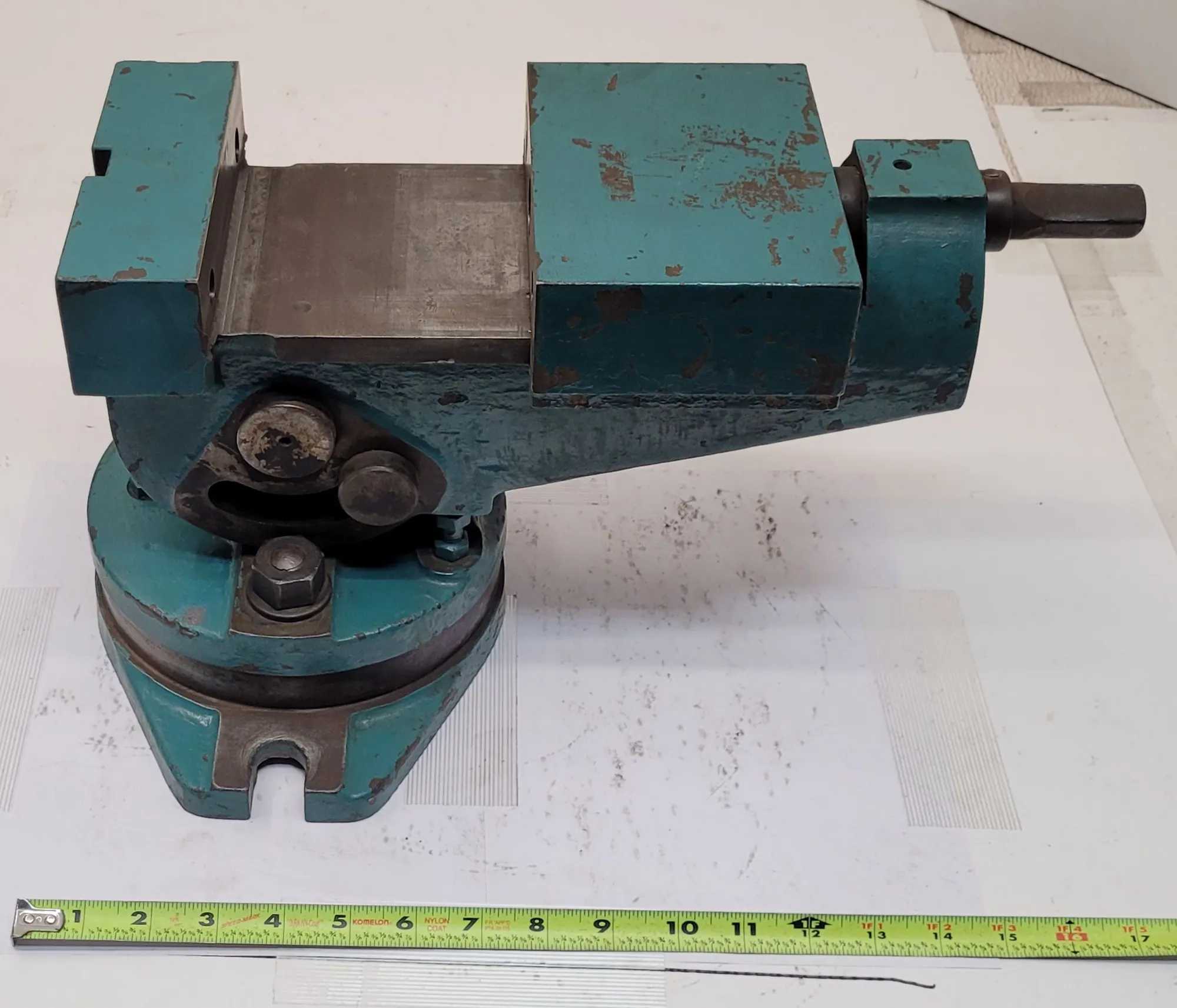 6" VISE ON SWIVEL BASE - 6" WIDE JAWS - APPROX. 16" OVERALL LENGTH - MACHINING TOOLING & PARTS