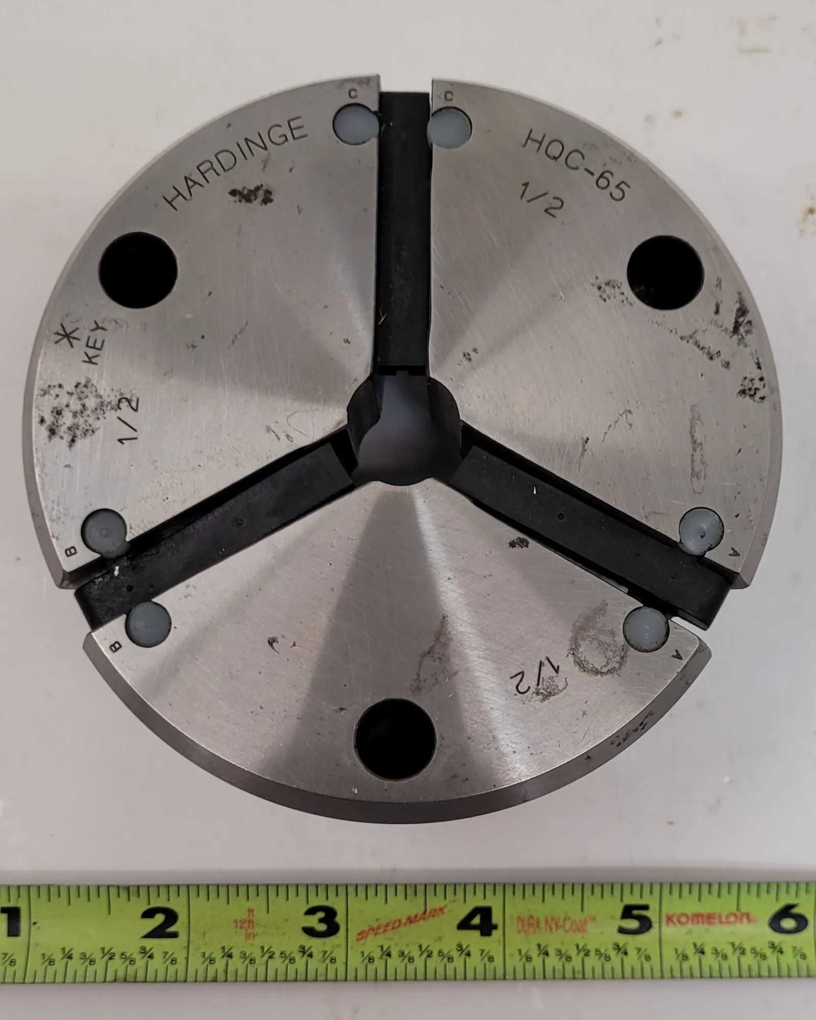HARDINGE HQC-65 QUICK CHANGE COLLET, SERIES 65, 1/2IN SIZE, 2.25” HEIGHT, NON-SERRATED - MACHINING ACCESSORIES & TOOLING