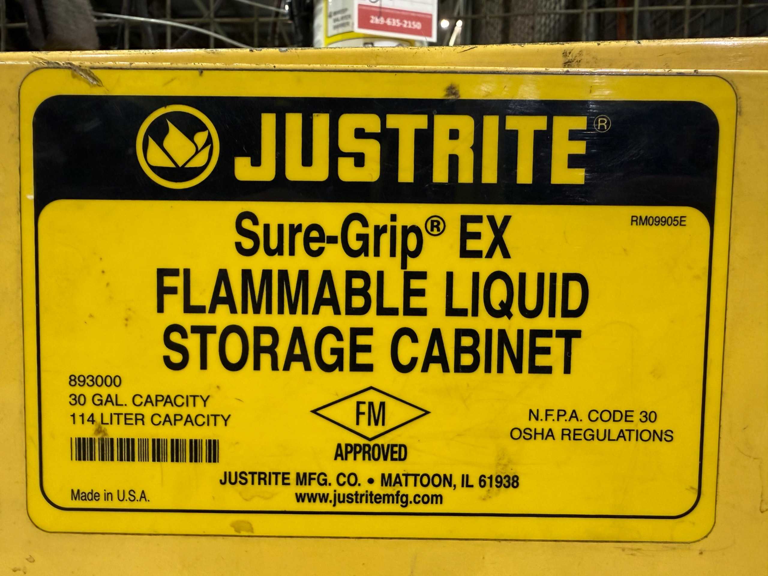 Justrite Sure-Grip Ex Flammable Liquid Storage Cabinet, 30 Gallon - FREE STANDING STORAGE CABINET