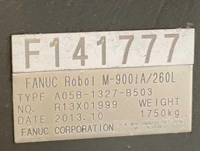 2013 FANUC M-900IA/260L ARTICULATED ROBOT, 260KG PAYLOAD, 3100MM REACH, R-30IA CONTROLLER - ARTICULATED ROBOTS