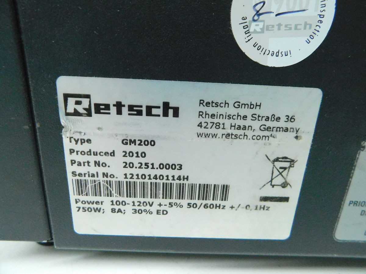 RETSCH GRINDOMIX GM200 HIGH-SPEED KNIFE BLENDER MILL - LAB & SCIENTIFIC