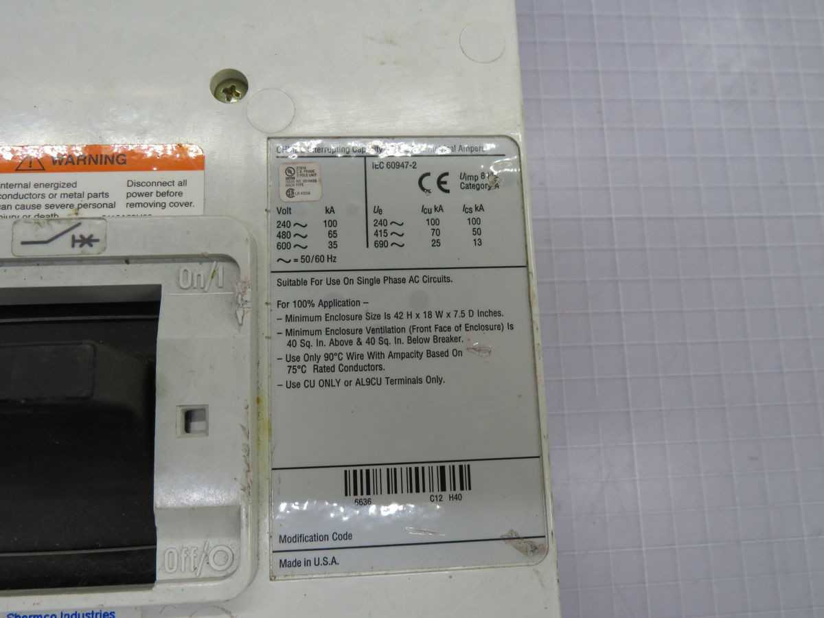 EATON CHMDL3800F CIRCUIT BREAKER, 3-POLE, 800 A RATING, 600 VAC MAX, LI TRIP, 65 KAIC @ 480V - CIRCUIT BREAKERS
