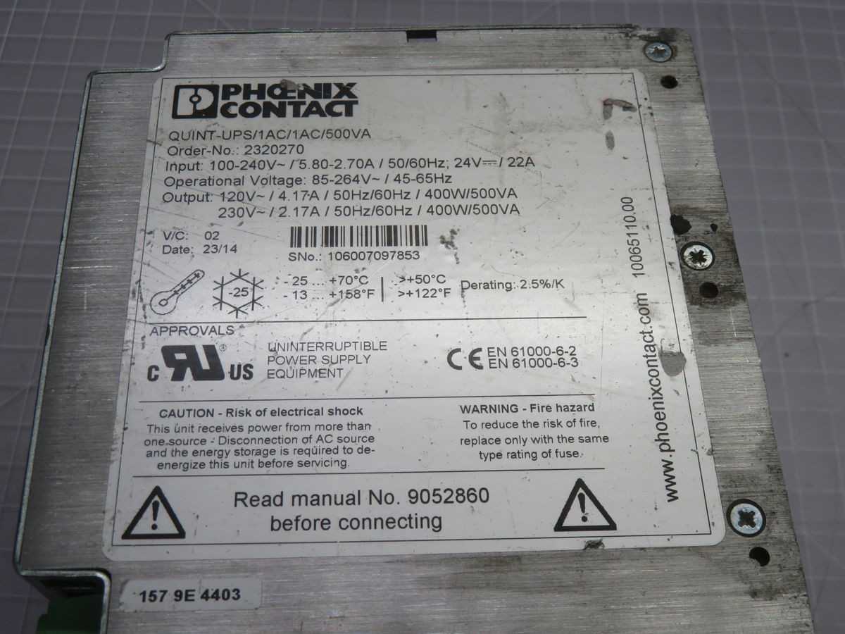 PHOENIX CONTACT QUINT-UPS/1AC/1AC/500VA UNINTERRUPTIBLE POWER SUPPLY T265200 - POWER SUPPLIES