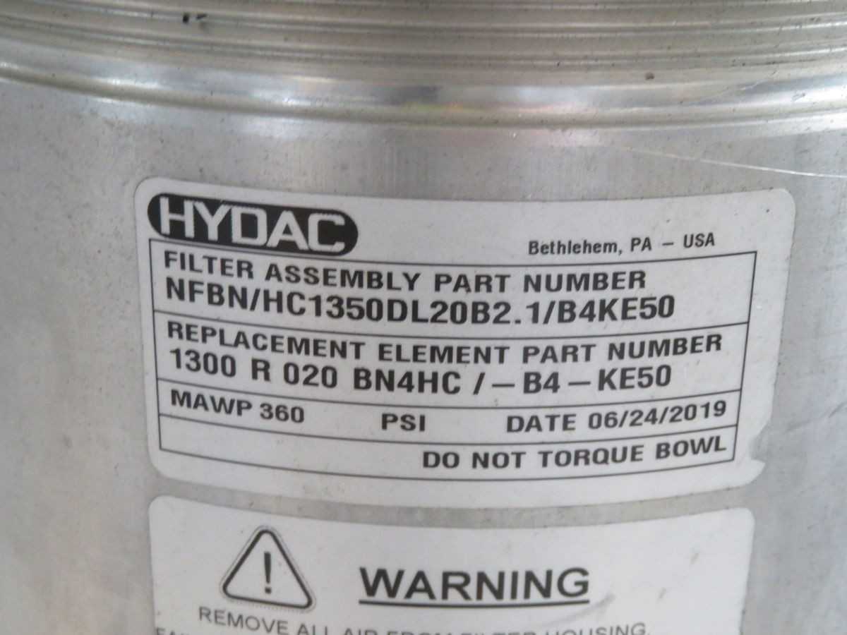 HYDAC NFBN/HC1350DL20B2.1/B4KE50 Hydraulic Filter T268594 - HYDRAULIC PARTS