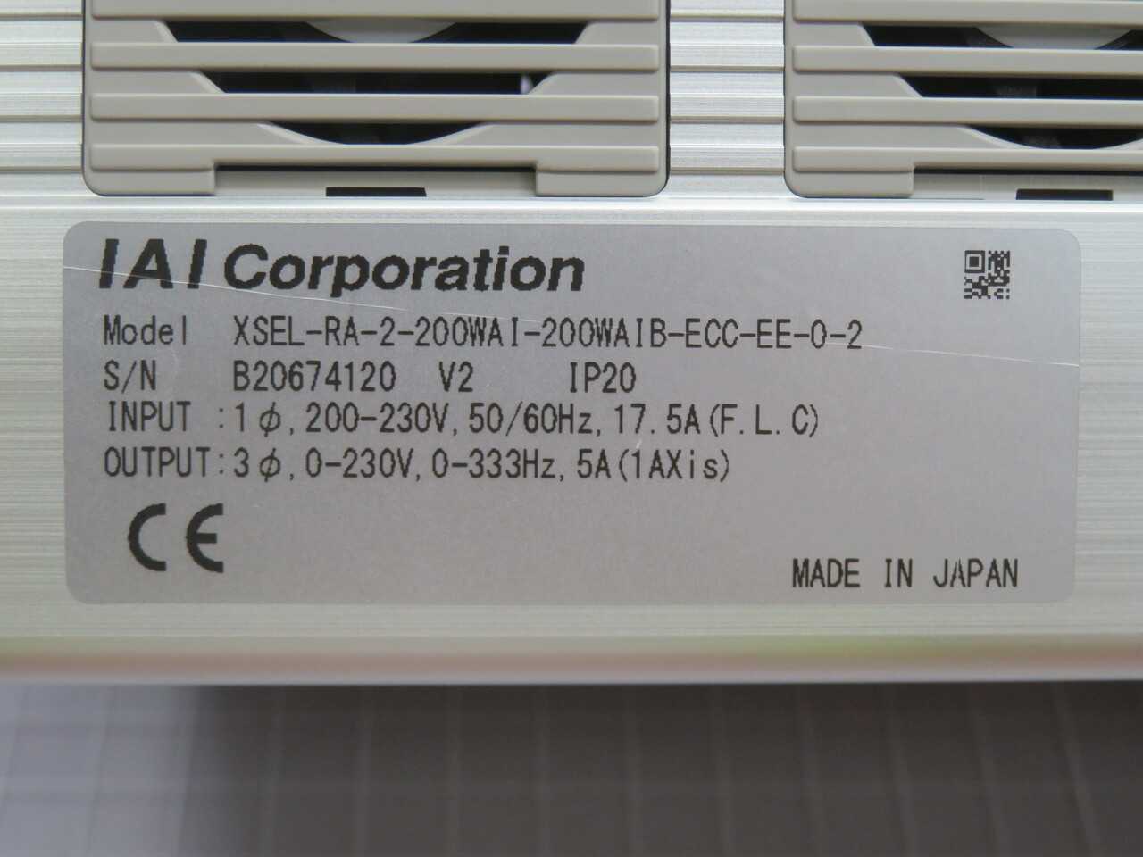 IAI XSEL-RA-2-200WAI-200WAIB-ECC-EE-0-2 Controller B20674120 X-SEL T267570 - AUTOMATION & CONTROLS