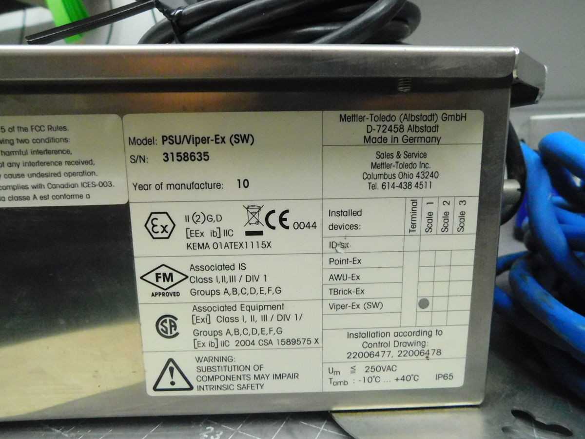 METTLER TOLEDO VIPER EX MB SM 12, PSU/VIPER-EX (SW) SCALE 12KG X .0001KG EXPLOSION PROOF - BENCH SCALES