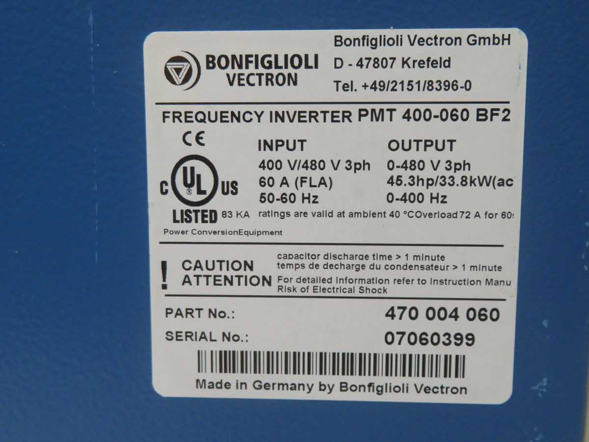 Bonfiglioli 470 004 060 400-060 BF2 Industrial Frequency Inverter (AC Drive) - MOTOR DRIVES