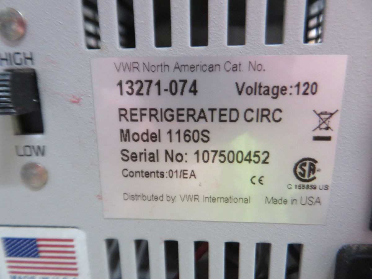 VMR 1160S RECIRCULATING CHILLER M7242 - LAB & SCIENTIFIC