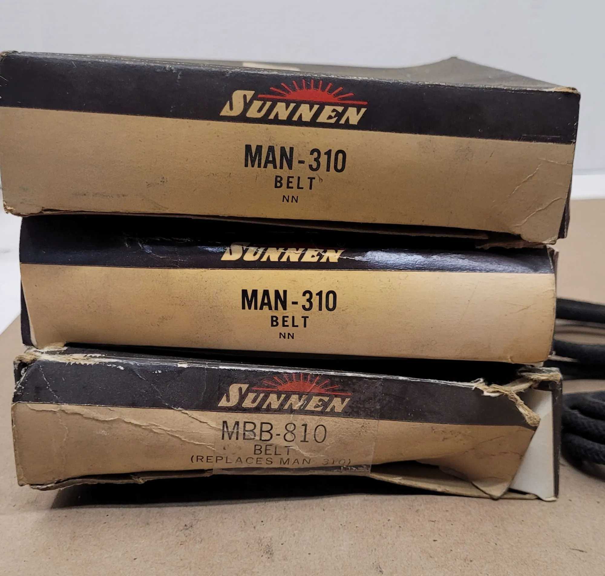 SUNNEN BELTS, VARIOUS SIZES, SET OF 5 (2X MAN-310, 2X MAN-580, 1X MBB-810) - MACHINE TOOLING