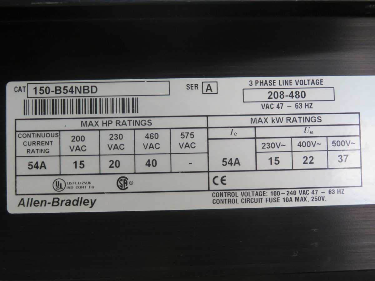 ALLEN BRADLEY 150-B54NBD SMC DIALOG PLUS MOTOR CONTROL, 480V VOLTAGE, 54A CURRENT, 120-240V CONTROL VOLTAGE - MOTOR STARTERS