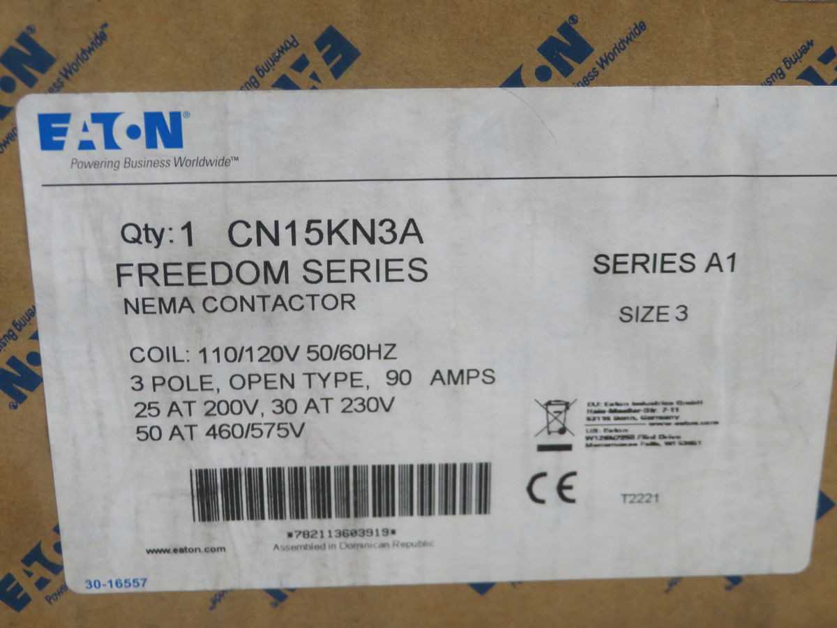 EATON CN15KN3A Contactors, NEMA Size 3, 90 A Current, 50 HP Motor Load - CIRCUIT BREAKERS