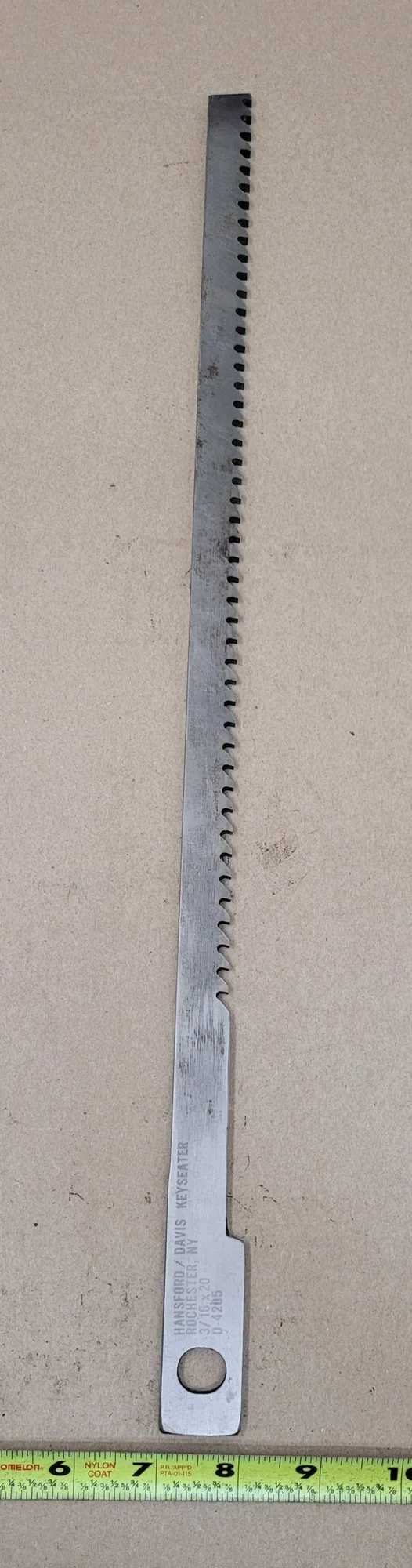 HANSFORD DAVIS D-4205 KEYSEATER BROACH, 3/16" WIDTH, 20" LENGTH - MACHINING TOOLING & PARTS