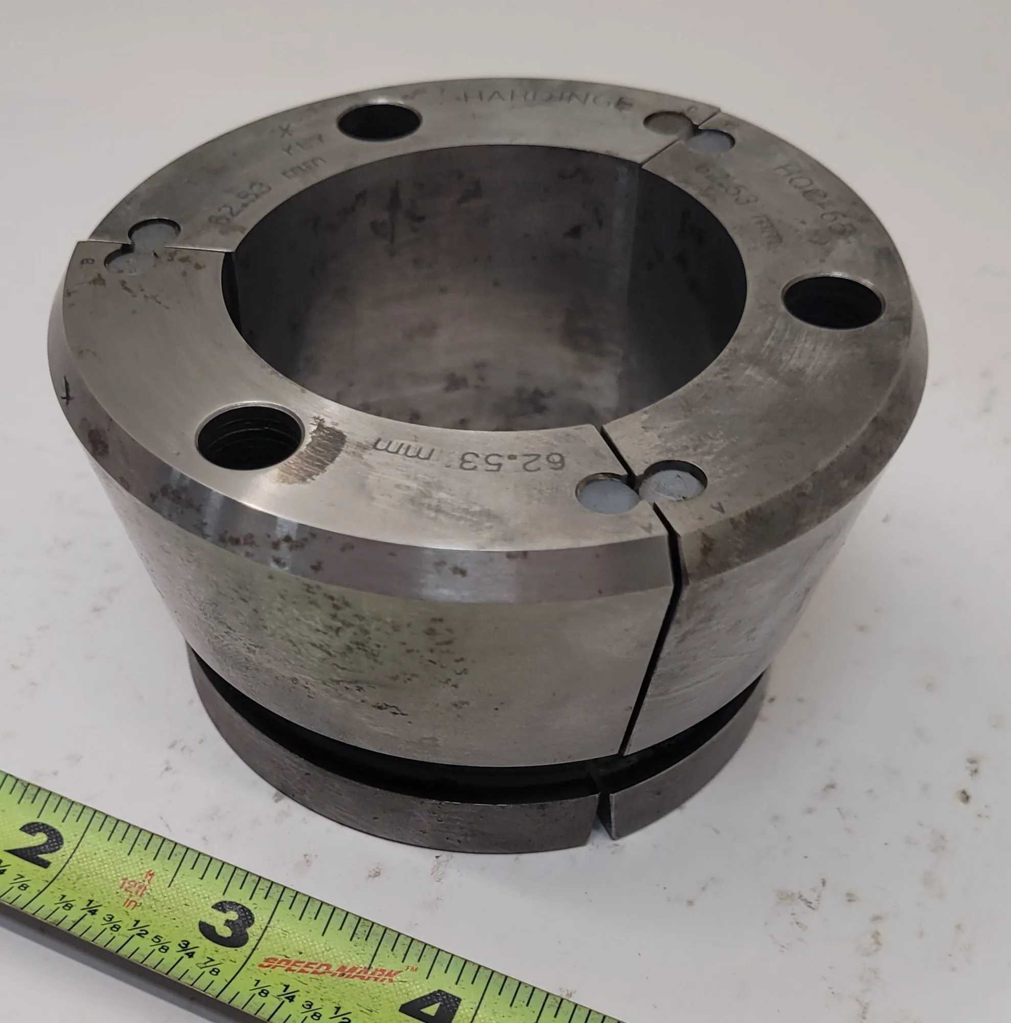 HARDINGE HQC-65 QUICK CHANGE COLLET SERIES 65, 62.53 MM SIZE, 2.25” HEIGHT, NON-SERRATED - MACHINING TOOLING & PARTS