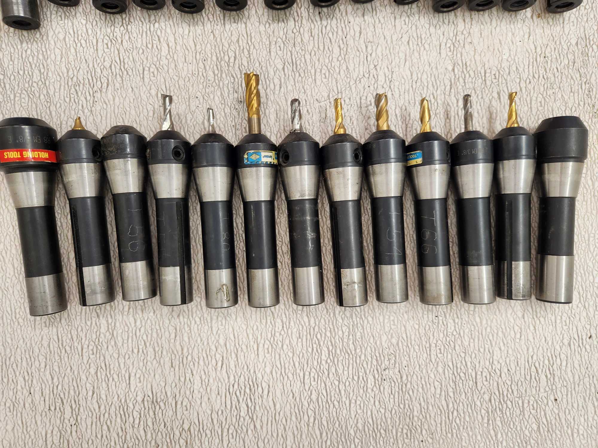 ISCAR R8 HOLDERS SET - 13 SOLID TOOL HOLDERS (R8 EM 3/8 E, R8 EM 5/8" E, ETC.) - MACHINING TOOLING & PARTS