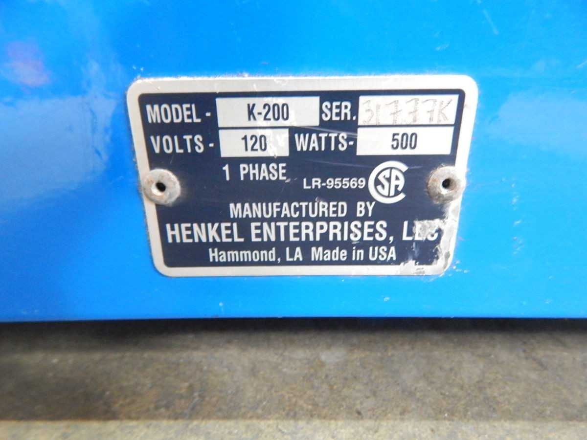 HENKEL ENTERPRISES K-200 DRY RON OVEN 200 LB. CAPACITY, 120V, 500WATTS - LAB & SCIENTIFIC