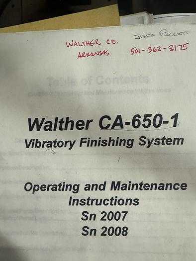 WALTHER CA-650-1 VIBRATORY FINISHING SYSTEM 22.9 CU FT - HIGH CAPACITY, 7500 LBS - VIBRATORY FINISHING MACHINES