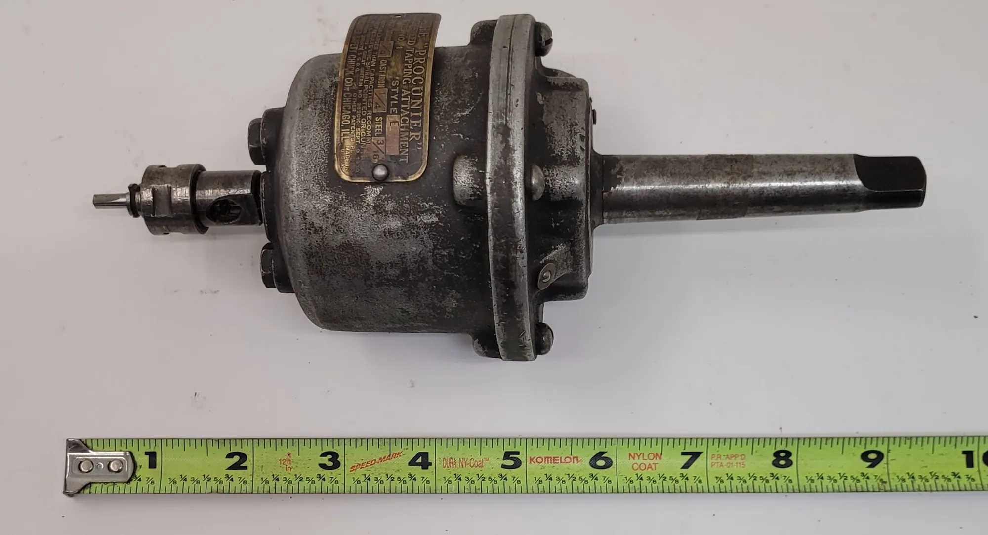 PROCUNIER #1E HIGH-SPEED TAPPING ATTACHMENT W/ 3MT SHANK, CAP. #0-#10, 3,000 RPM - MACHINE TOOLING