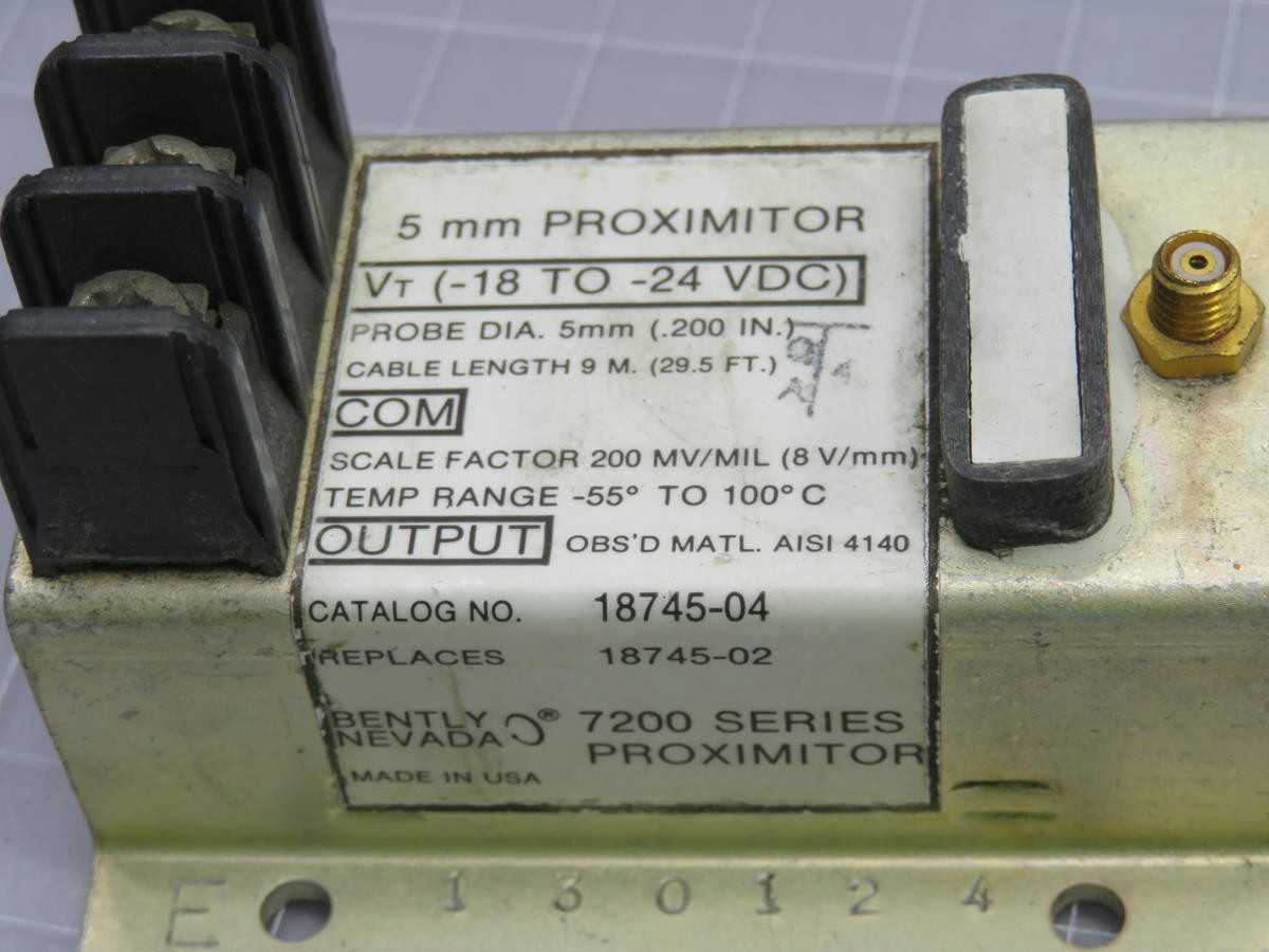 BENTLY NEVADA 18745-04 PROXIMITY SWITCH, 7.87 V/MM SENSITIVITY, VT(-24 VDC) COMMON, 18-24 VDC SUPPLY - SWITCHES